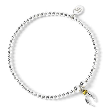 Harry Potter Sterling Silver Golden Snitch Crystal Bracelet