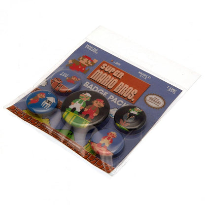 Super Mario Retro Button Badge Set