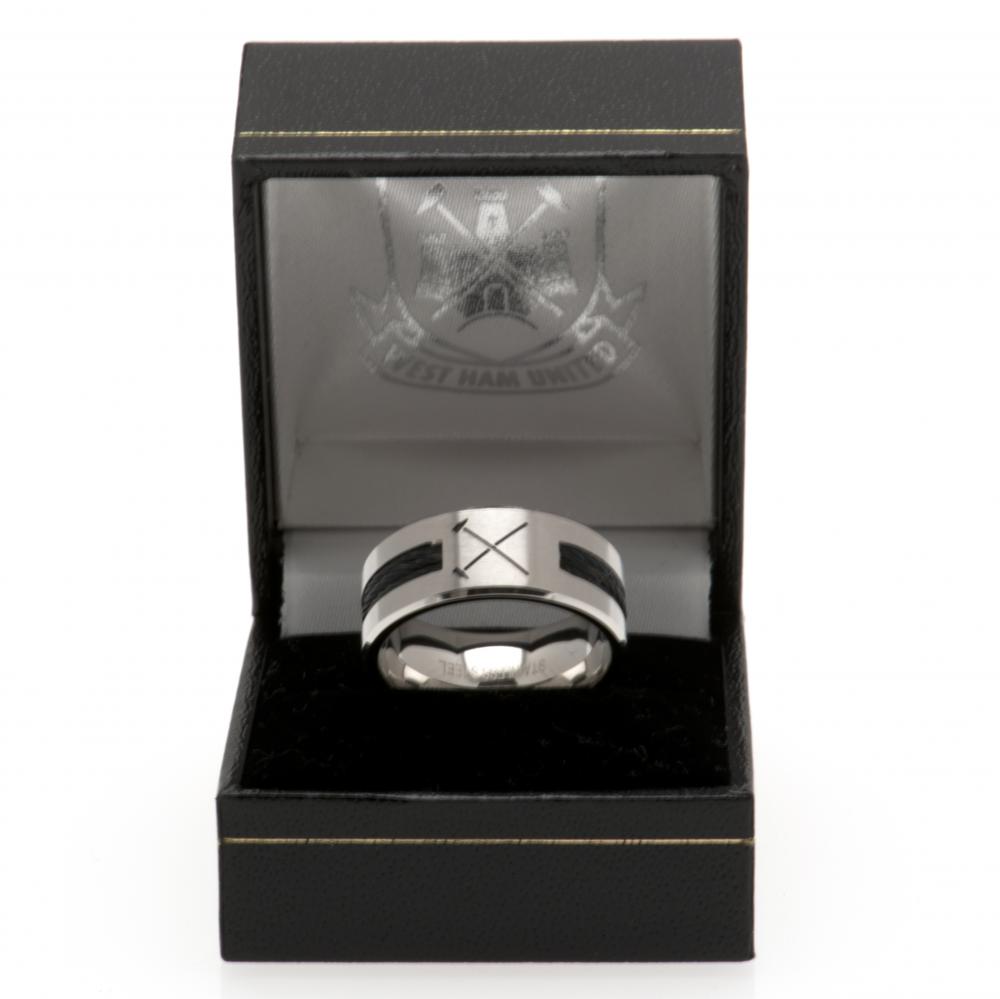 West Ham United FC Black Inlay Ring Large HM