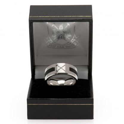West Ham United FC Black Inlay Ring Large HM