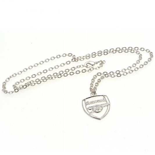 Arsenal FC Silver Plated Crest Pendant & Chain