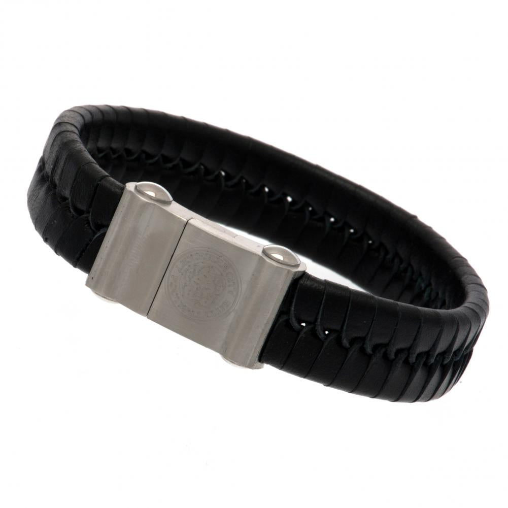 Leicester City FC Single Plait Leather Bracelet