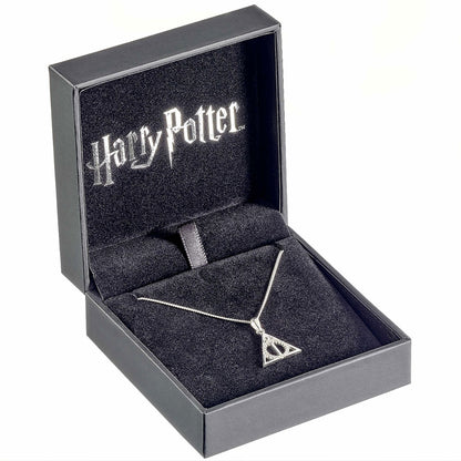 Harry Potter Sterling Silver Deathly Hallows Crystal Necklace