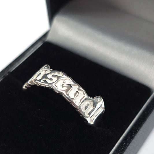 Arsenal FC Sterling Silver Text Ring - S