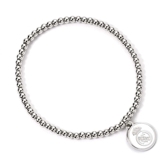 Real Madrid CF Silver Finish Bead Bracelet